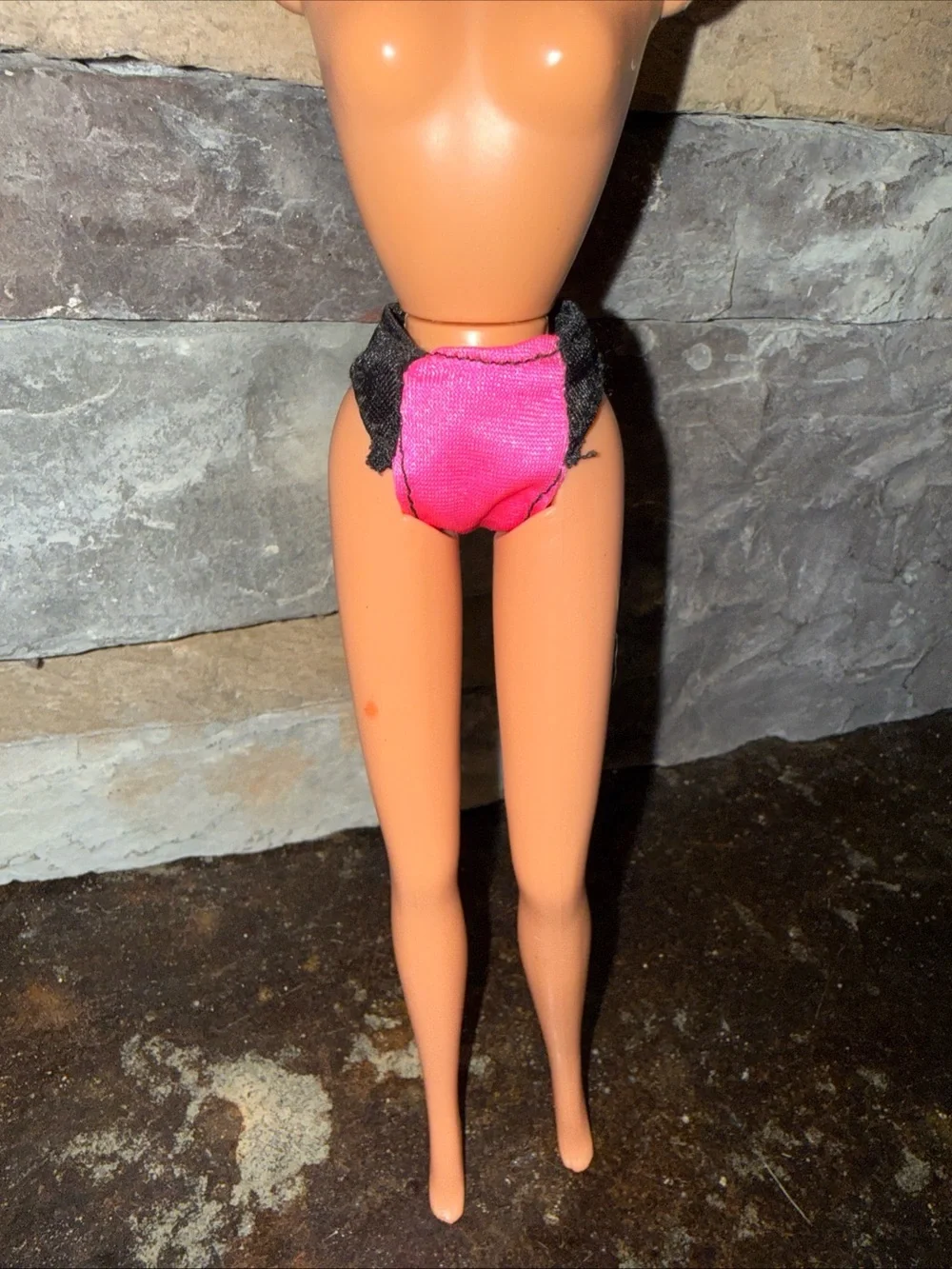 Barbie vintage pink black bikini bottoms